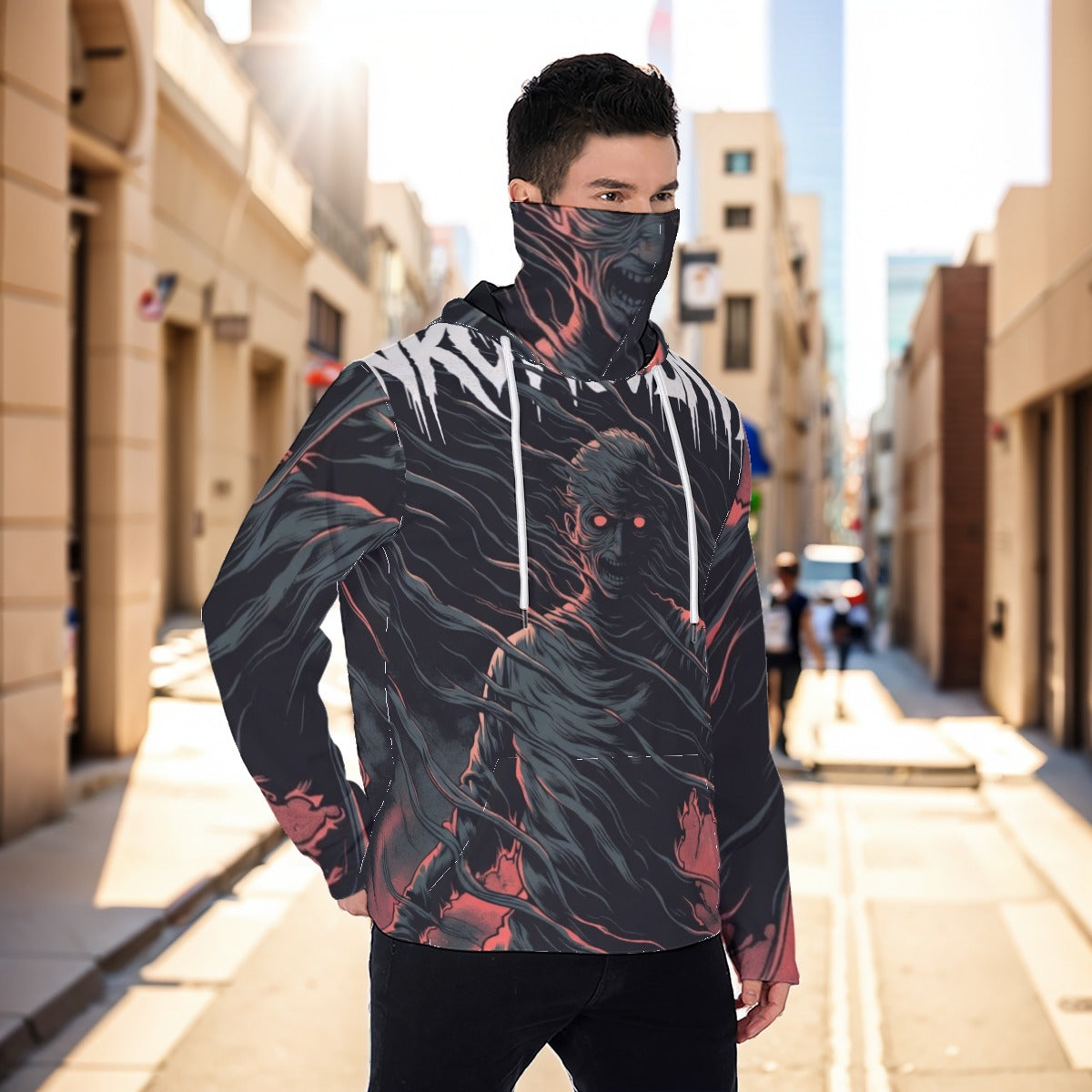 Eco-friendly All-Over Print Men's Masked Hoodie