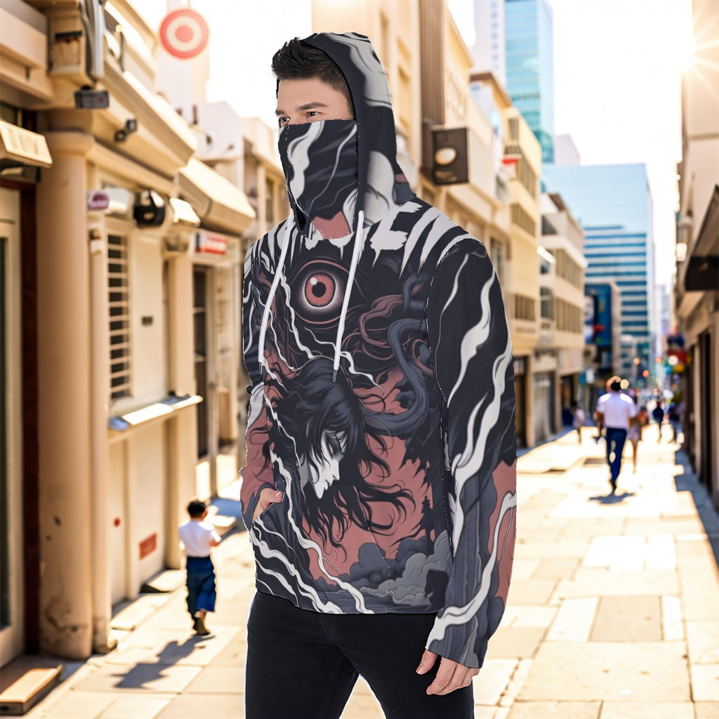 Eco-friendly All-Over Print Men's Masked Hoodie