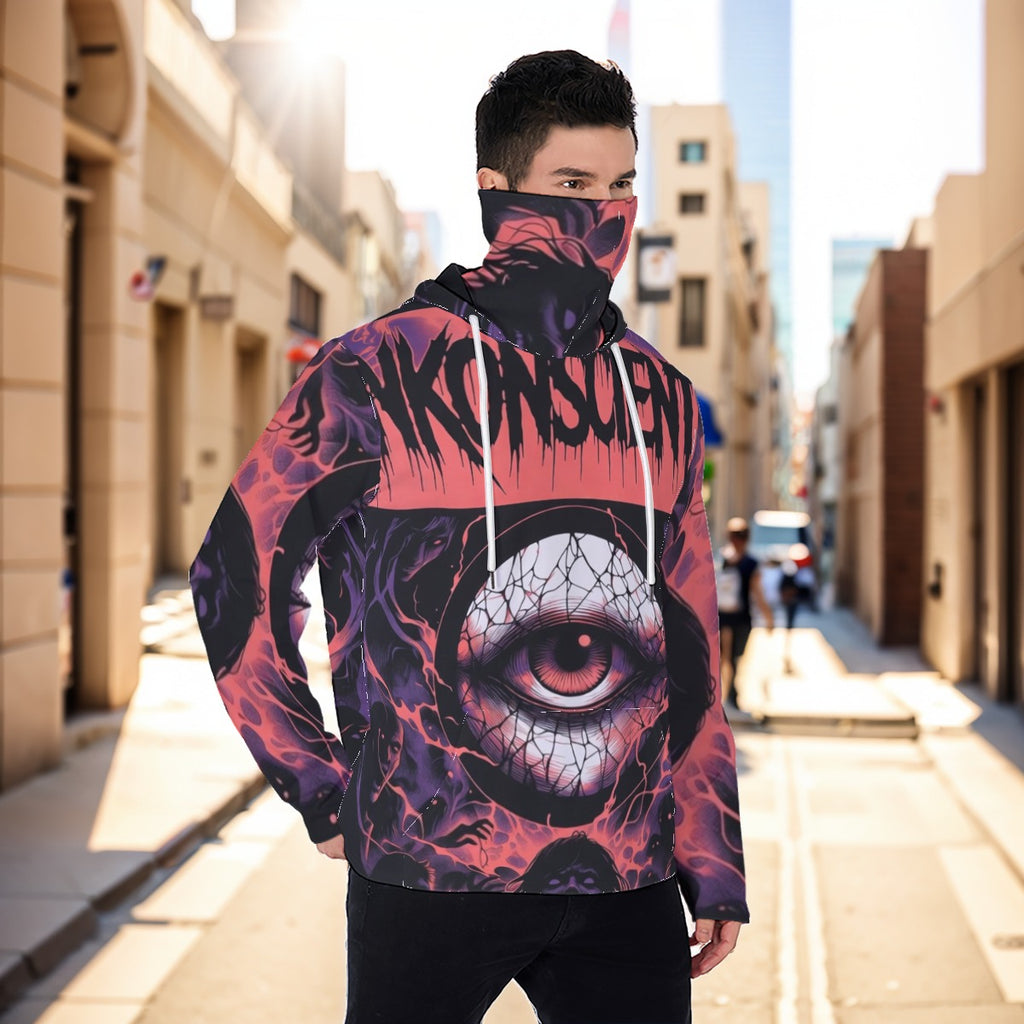 Eco-friendly All-Over Print Men's Masked Hoodie