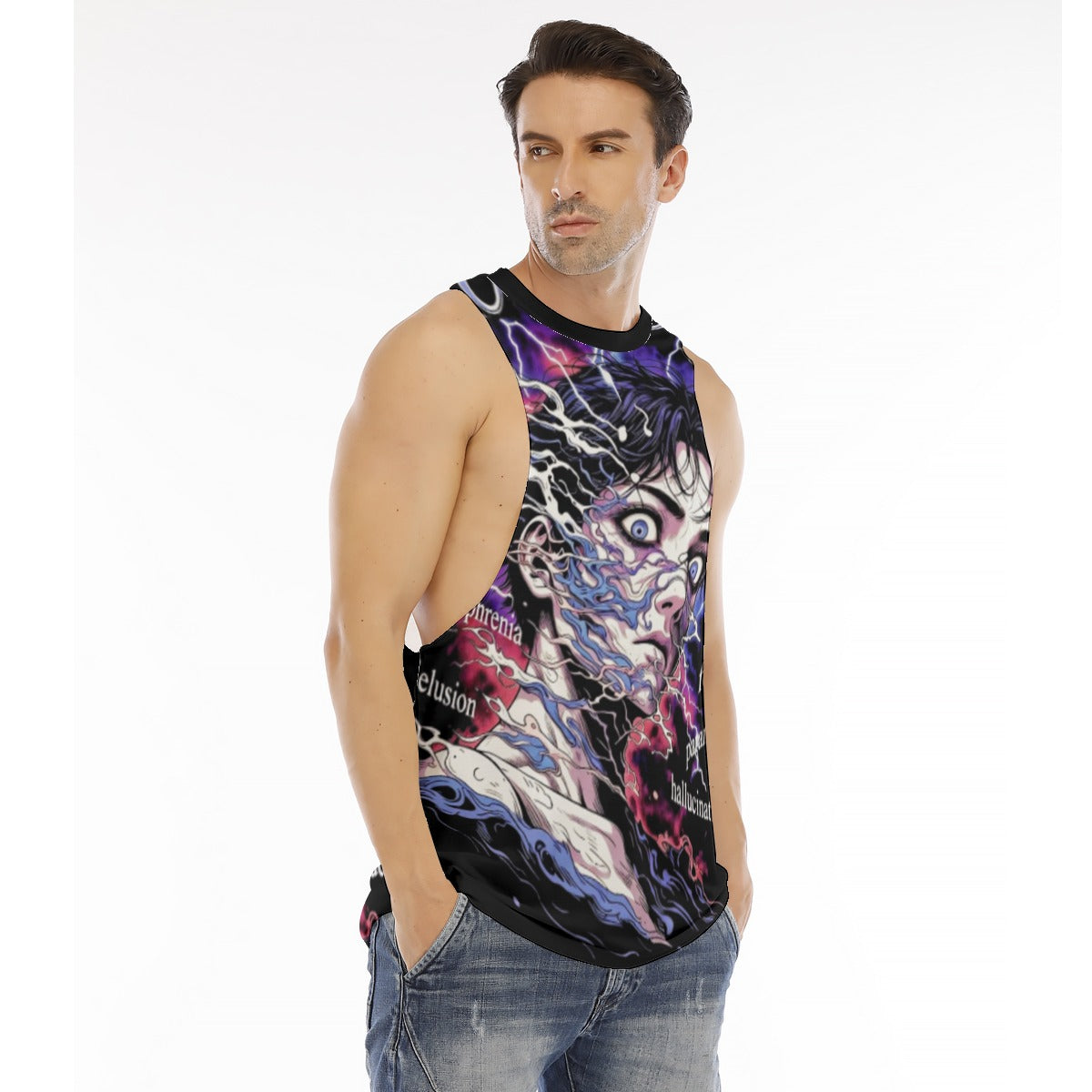 All-Over Print Men's O-neck Long Tank Top