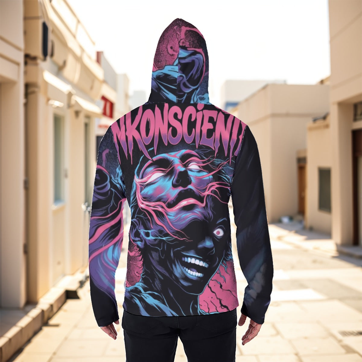 Eco-friendly All-Over Print Men's Masked Hoodie