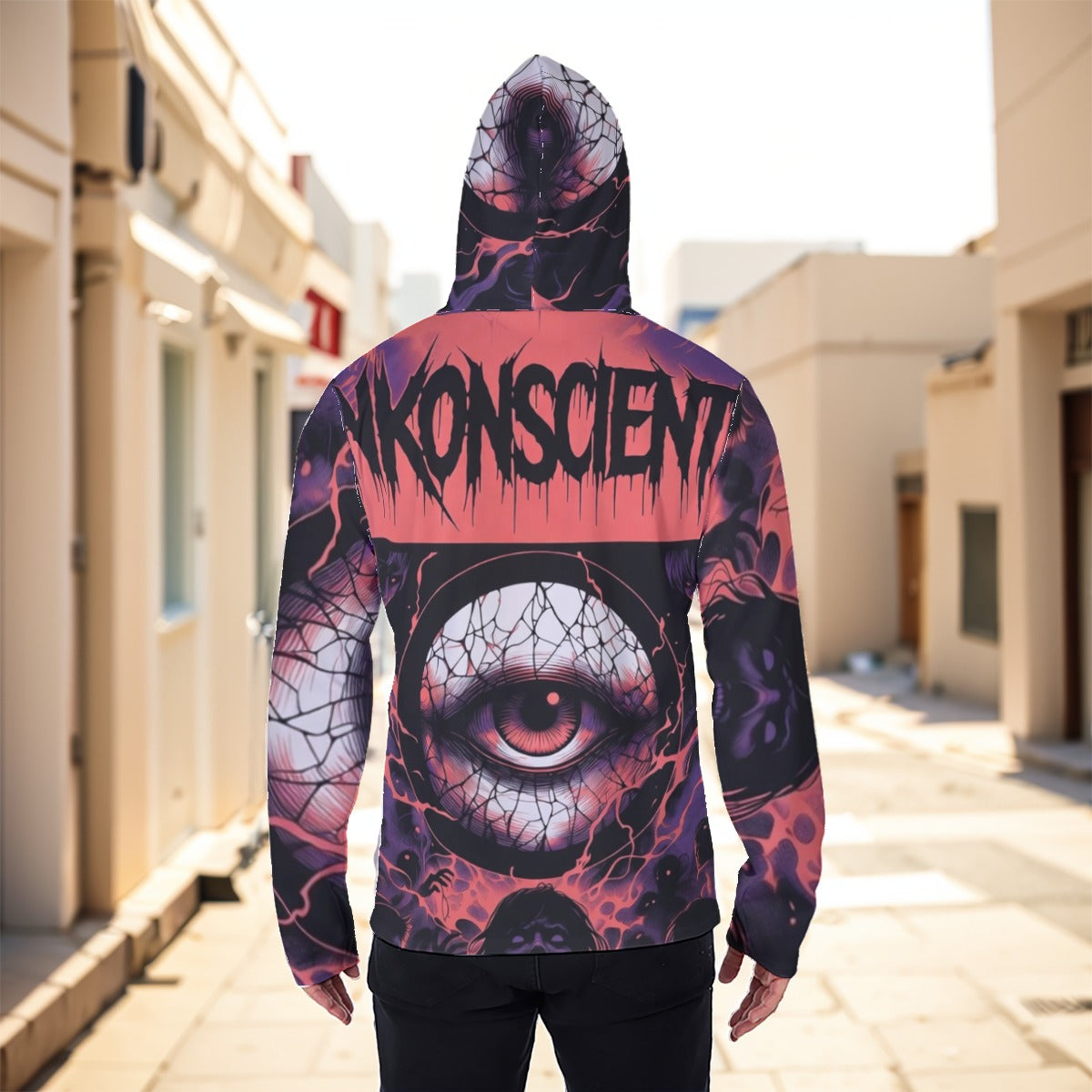 Eco-friendly All-Over Print Men's Masked Hoodie
