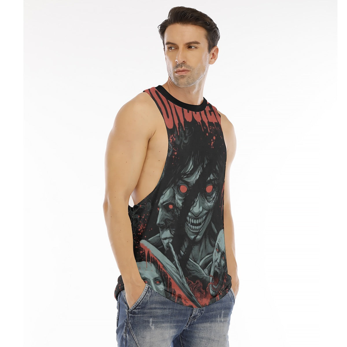 All-Over Print Men's O-neck Long Tank Top