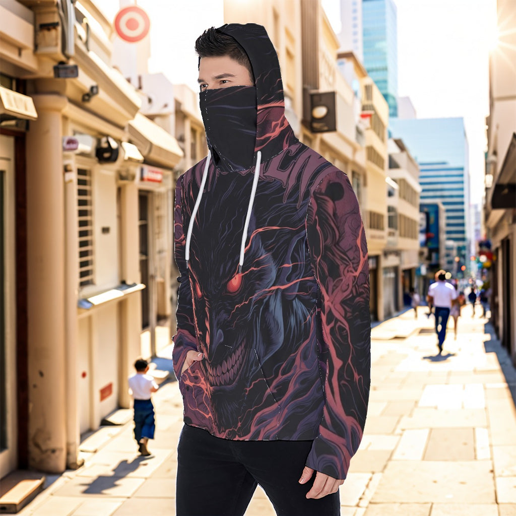 Eco-friendly All-Over Print Men's Masked Hoodie