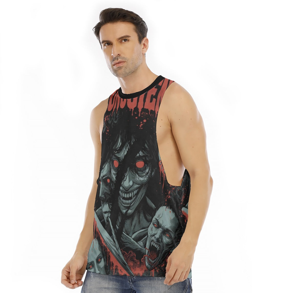 All-Over Print Men's O-neck Long Tank Top