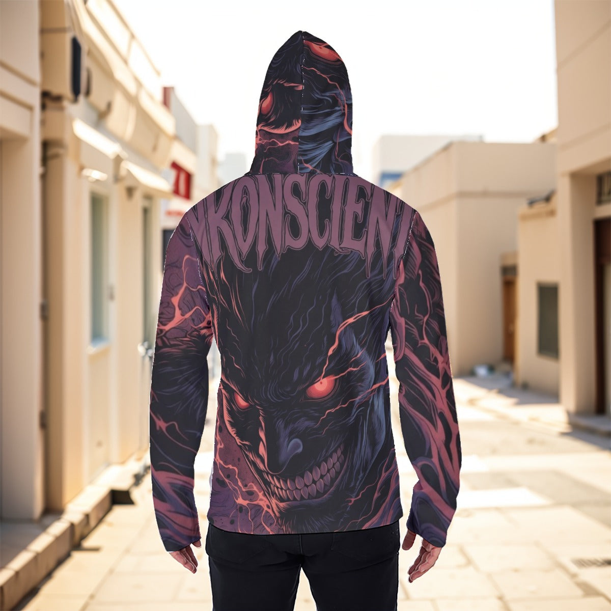 Eco-friendly All-Over Print Men's Masked Hoodie