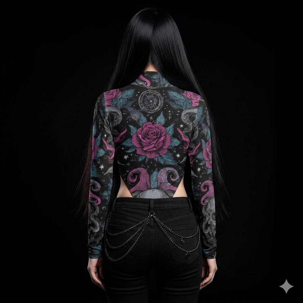 All-Over Print Women's Turtleneck Long Sleeve Jumpsuits