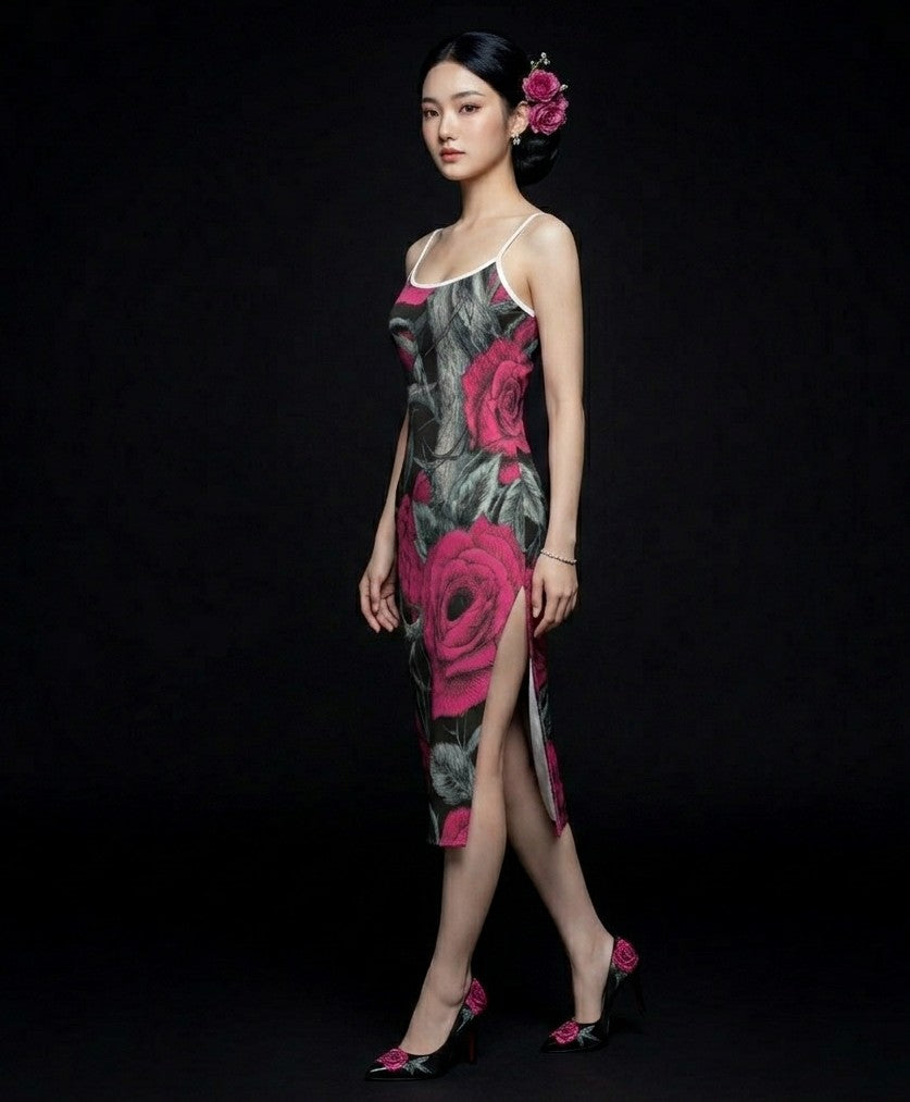 All-Over Print Women's Back Cross Cami Dress