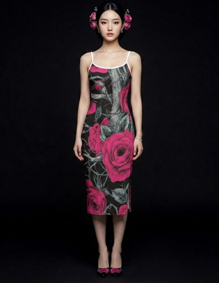 All-Over Print Women's Back Cross Cami Dress
