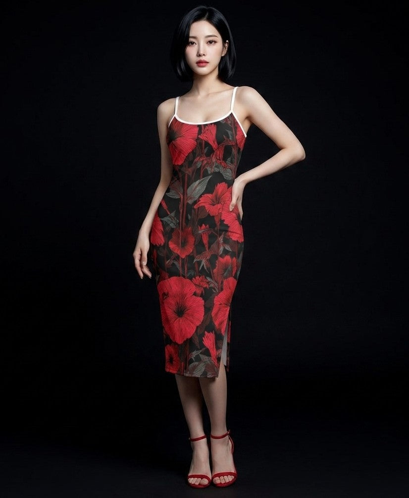 All-Over Print Women's Back Cross Cami Dress