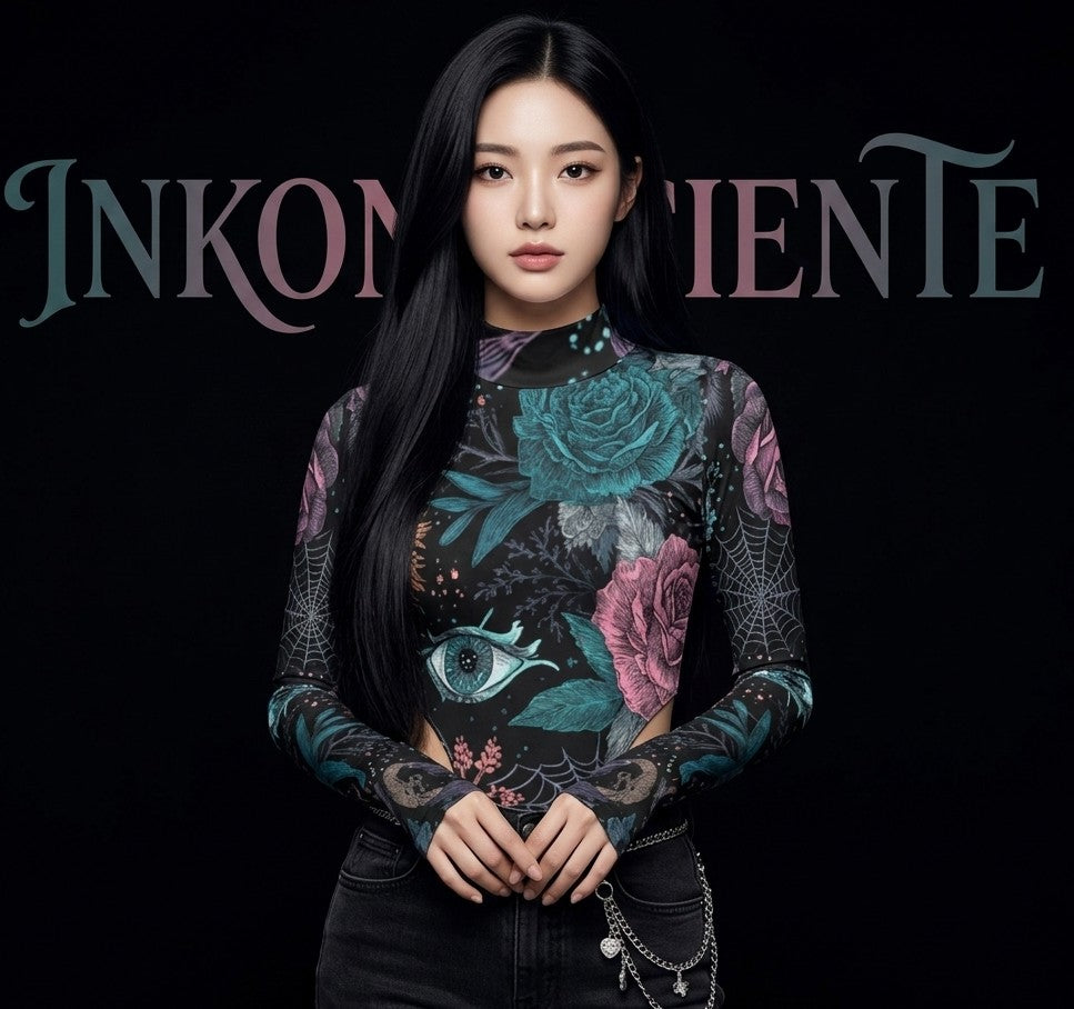 All-Over Print Women's Turtleneck Long Sleeve Jumpsuits
