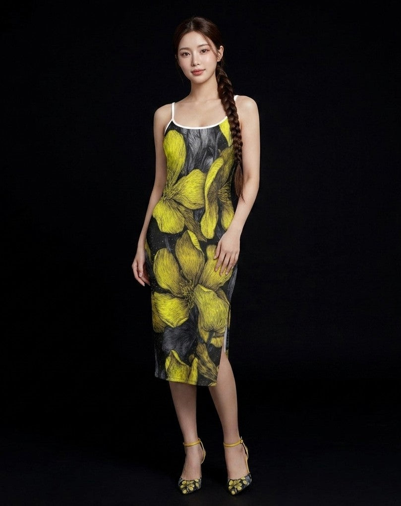 All-Over Print Women's Back Cross Cami Dress