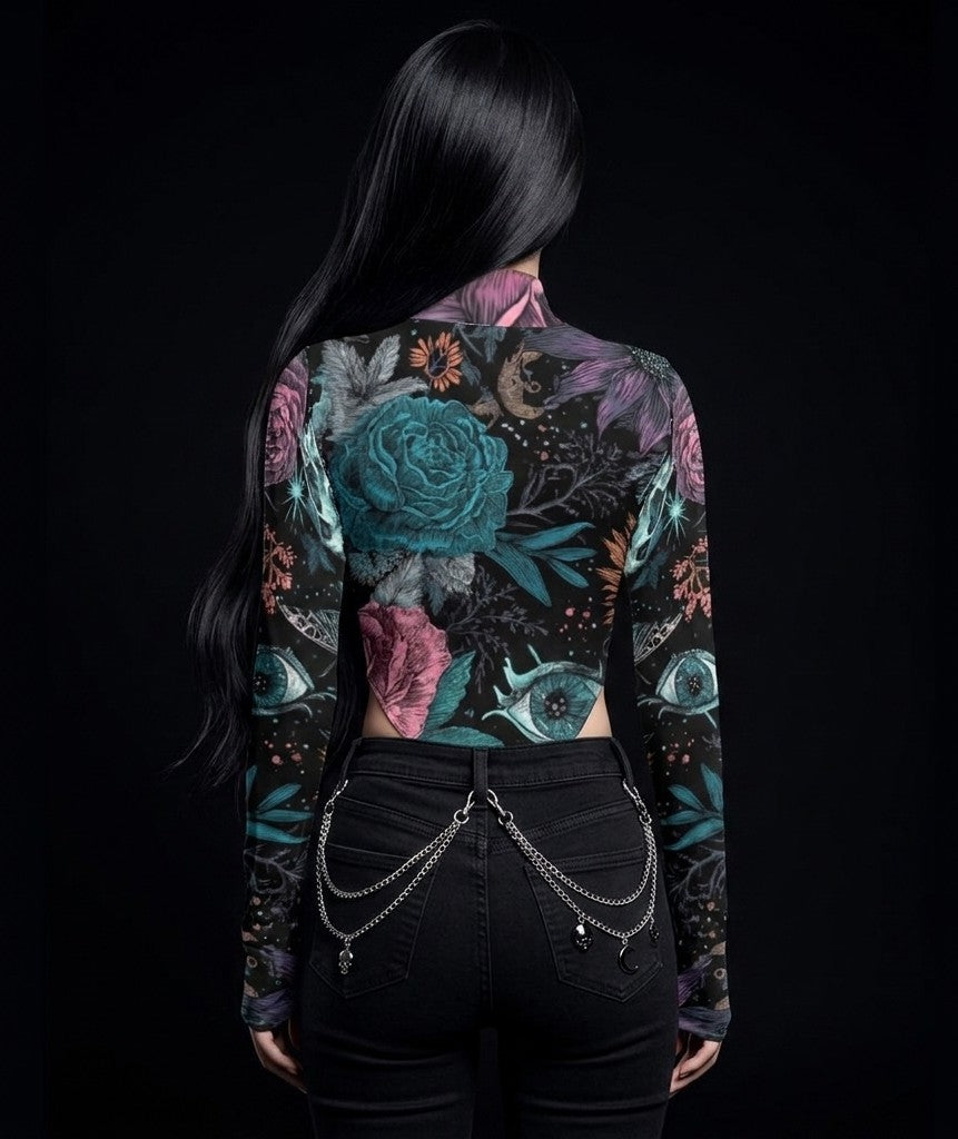 All-Over Print Women's Turtleneck Long Sleeve Jumpsuits