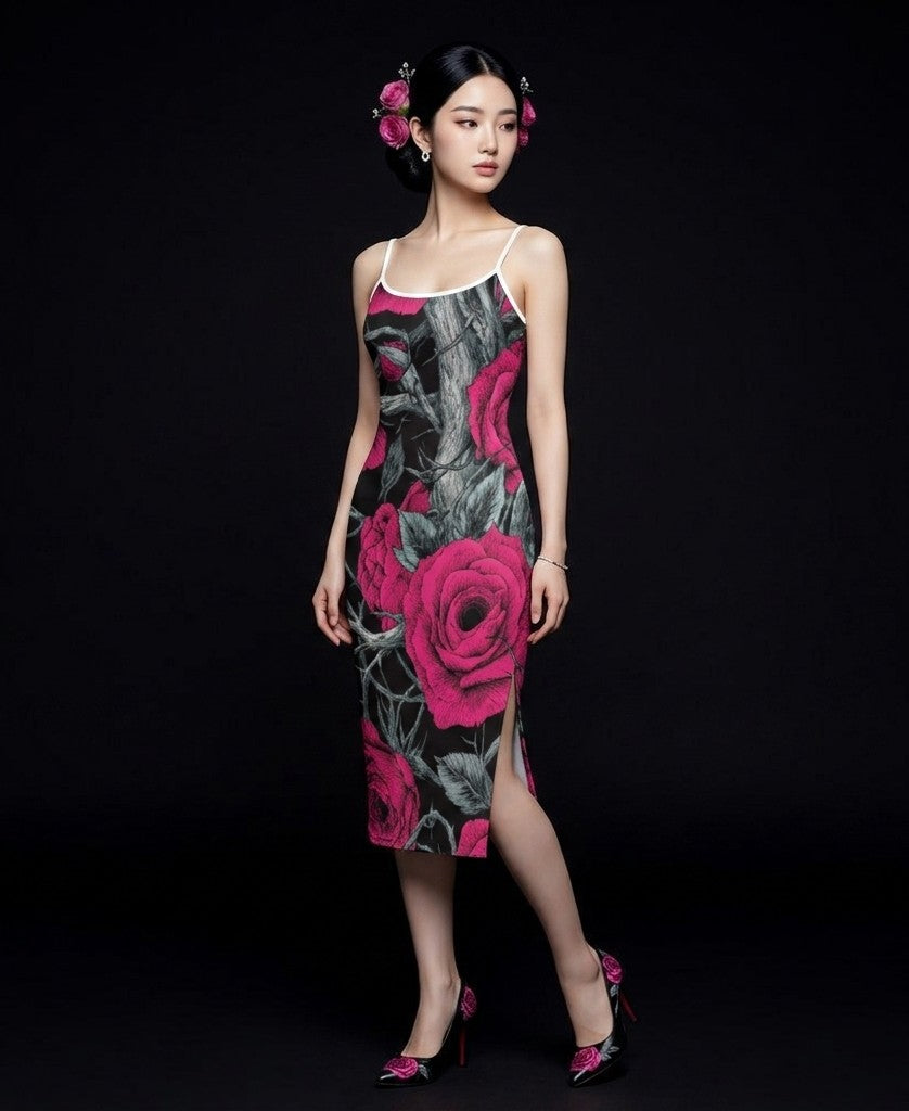 All-Over Print Women's Back Cross Cami Dress