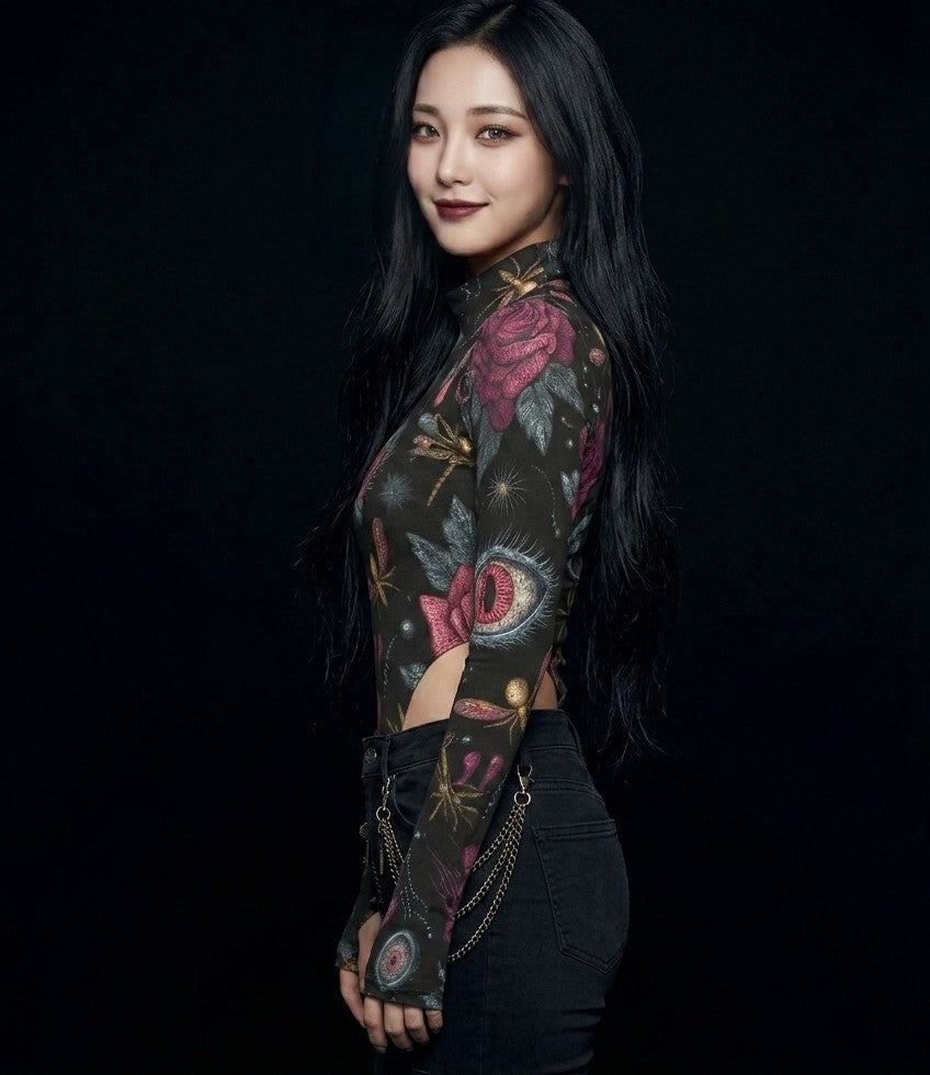 All-Over Print Women's Turtleneck Long Sleeve Jumpsuits