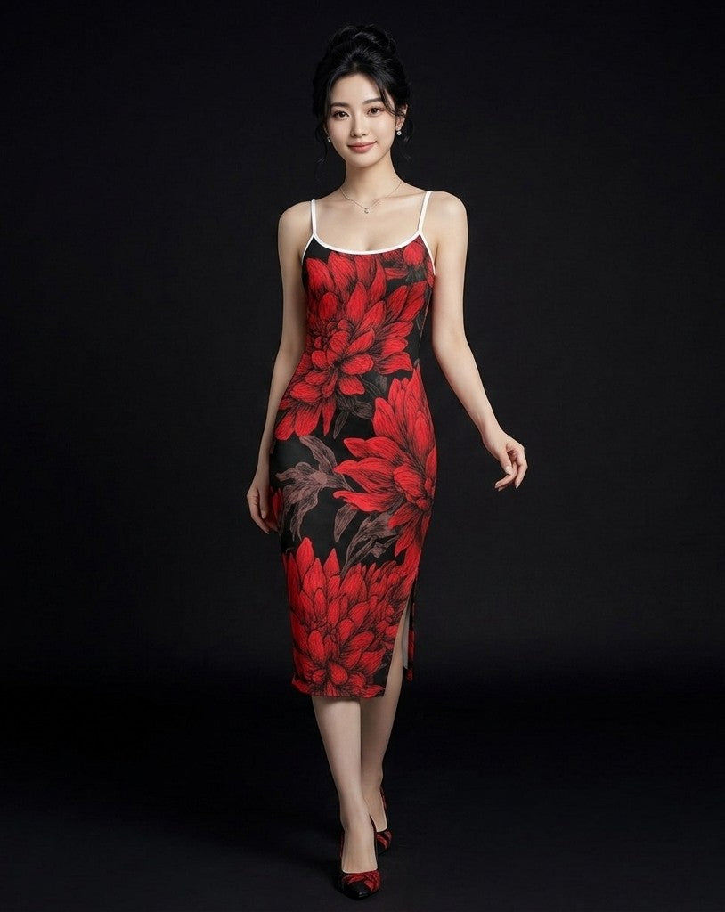 All-Over Print Women's Back Cross Cami Dress