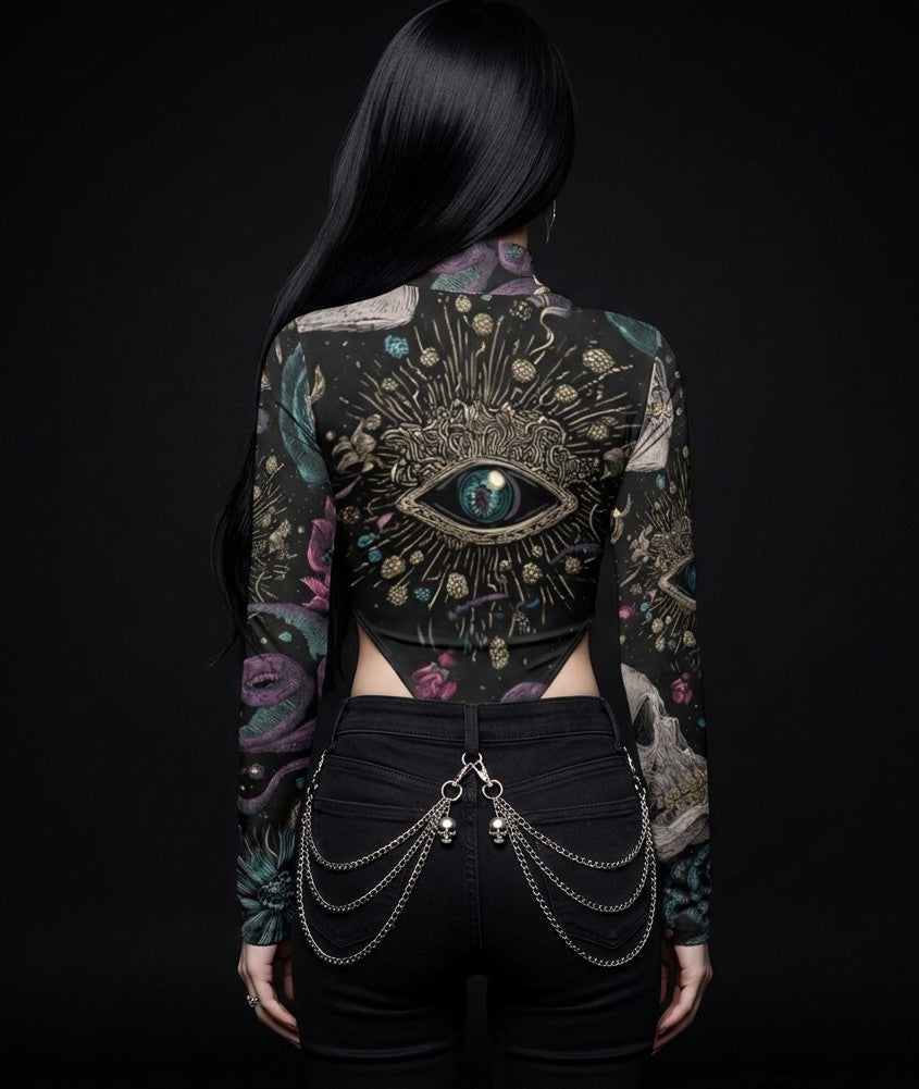 All-Over Print Women's Turtleneck Long Sleeve Jumpsuits