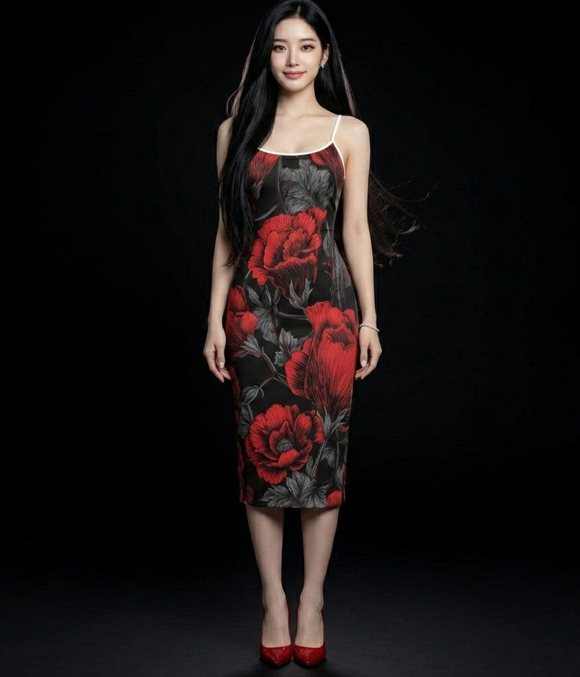 All-Over Print Women's Back Cross Cami Dress