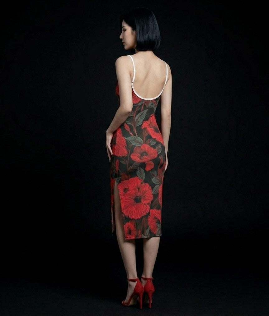 All-Over Print Women's Back Cross Cami Dress