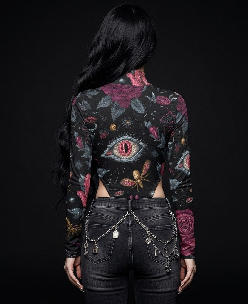 All-Over Print Women's Turtleneck Long Sleeve Jumpsuits